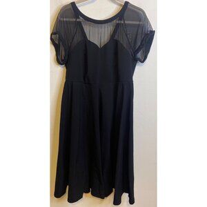 Torrid Dress Retro Mesh Illusion Swing Black & White Size 18 Midi Flare Lined